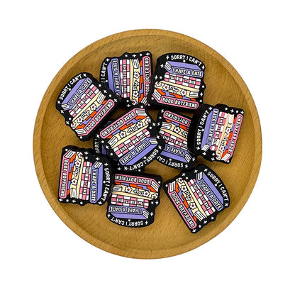 20Pcs Silicone Focal Beads Stacked Books Text Design 2