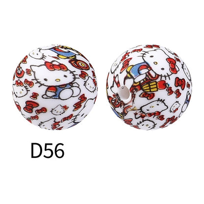 50pcs 15mm Rhombus Printed Silicone Beads Colorful Design 21