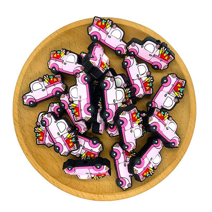 20pcs Silicone Focal Beads Teaching Car with School Supplies Detail 2