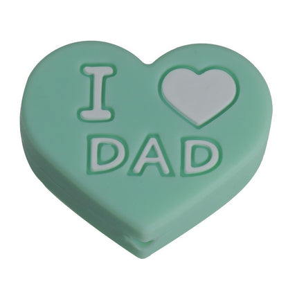 50pcs Silicone Focal Beads Love Heart Printed Text Design 12
