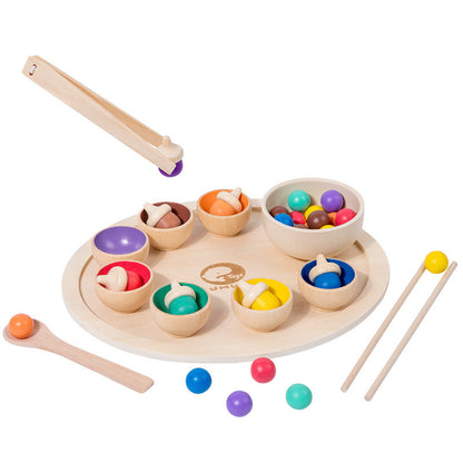 Wooden Montessori Toys Clamp Beads Sorting Cup for Toddlers