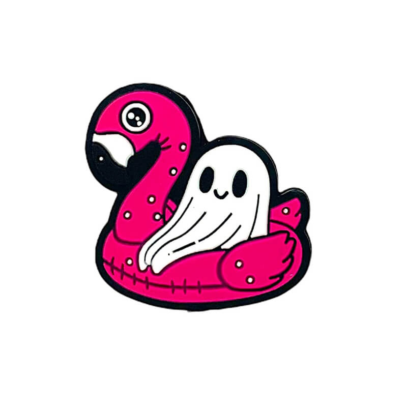 Silicone Focal Beads Ghost in Flamingo Float Halloween Design