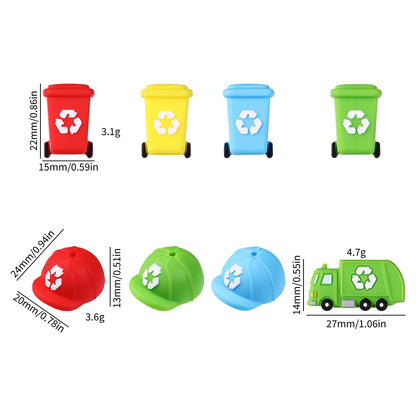 Silicone 3D Focal Beads Sanitation Series Recycling Bin and Cap Designs 11