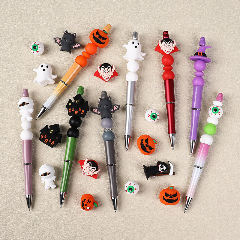 20Pcs Silicone 3D Focal Beads Halloween Themes Haunted House and Pumpkin Design 7
