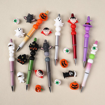 20Pcs Silicone 3D Focal Beads Halloween Themes Haunted House and Pumpkin Design 7