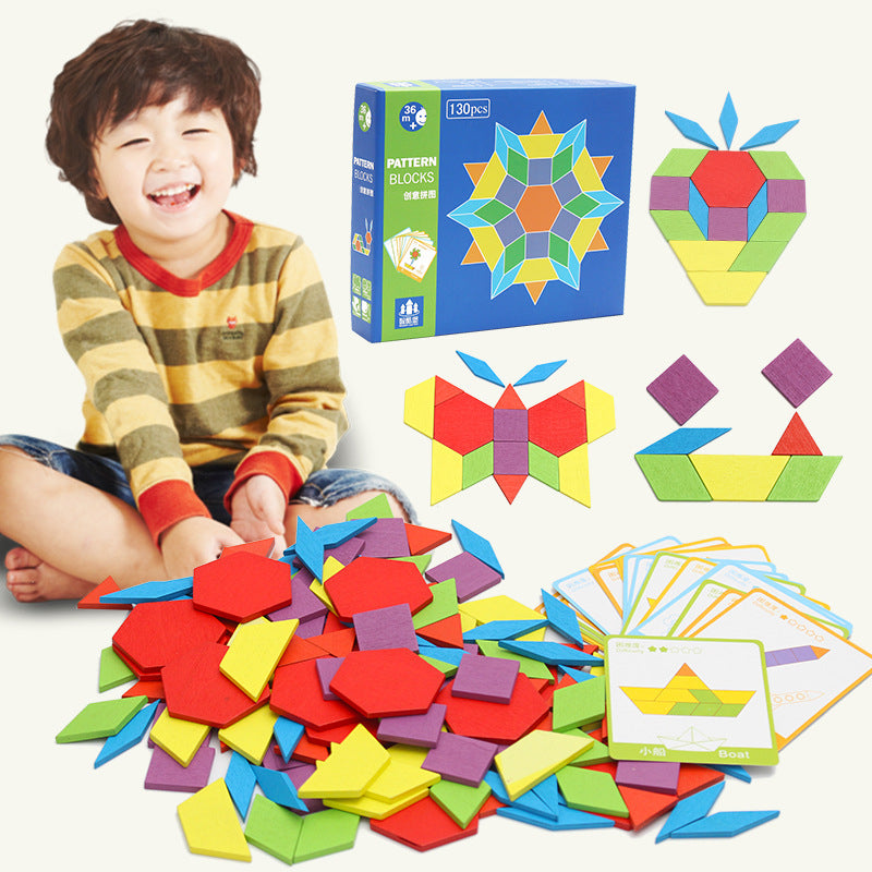 Wooden Tangram Puzzle Montessori Toys Educational Activity Set 2