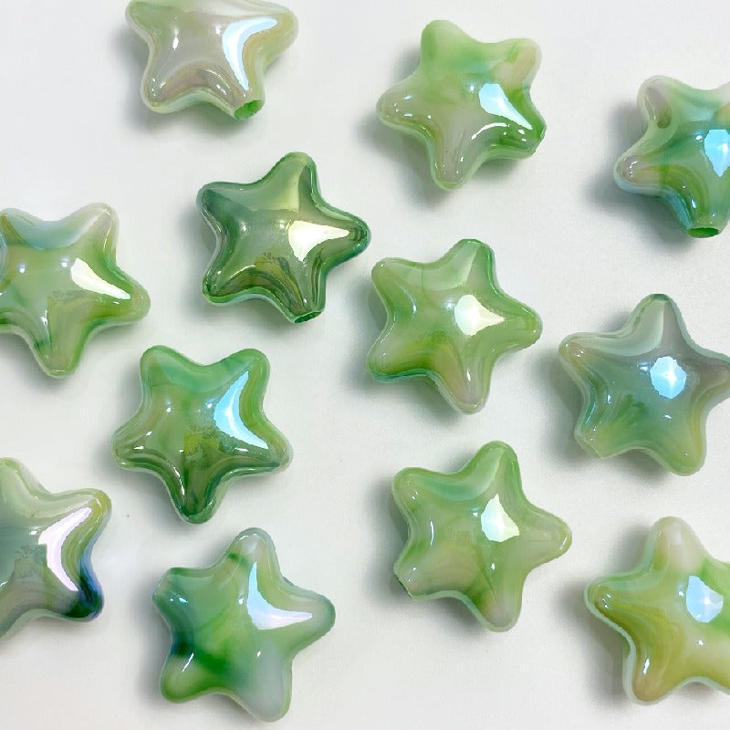 50pcs 22x10mm UV Finish Gradient Star Acrylic Beads 9