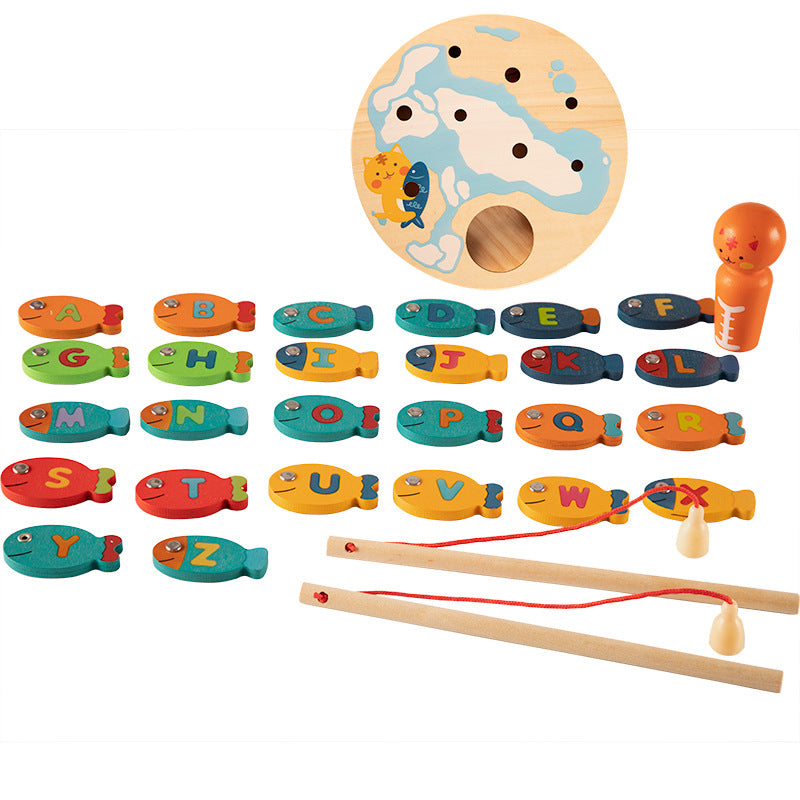 Wooden Montessori Toys Fishing Game for Kids 23x23.5x5cm