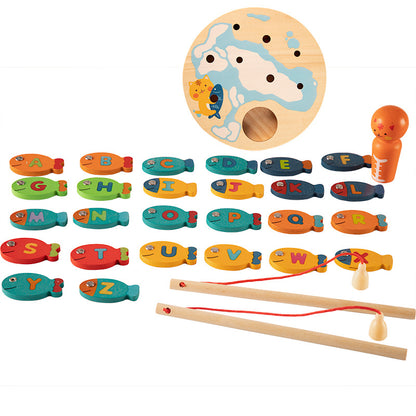 Wooden Montessori Toys Fishing Game for Kids 23x23.5x5cm