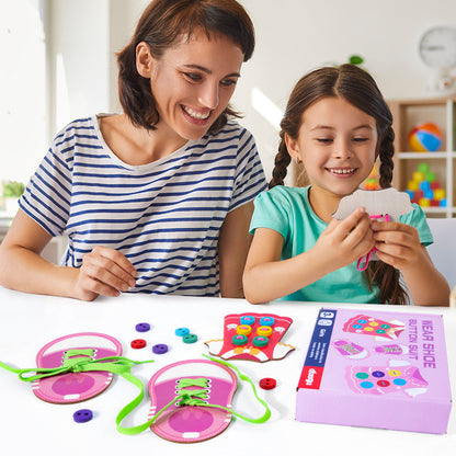 Wooden Clothes Shoes Threading Montessori Toys for Kids 4