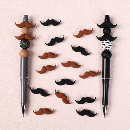 20Pcs Silicone Focal Beads Black Brown Beard Shape 13