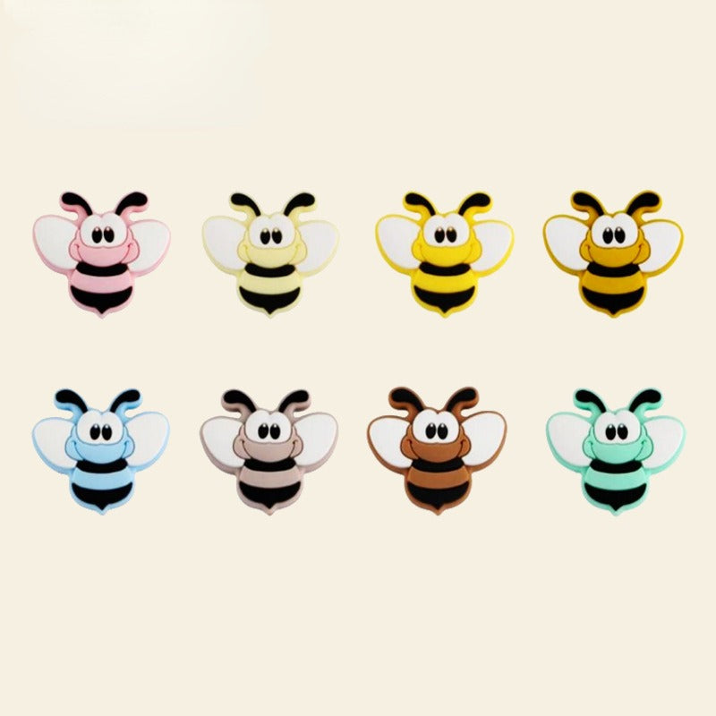 20pcs Silicone Focal Beads Bee Character Front Facing