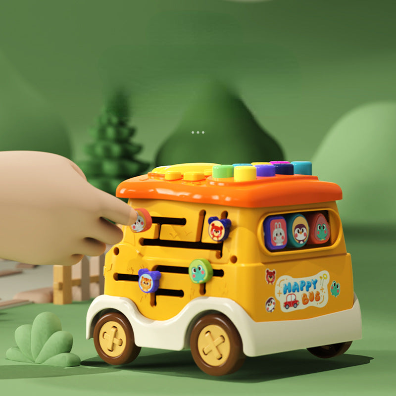 Plastic Montessori Toys Multi-Function Bus Busy Ball Activity Toy