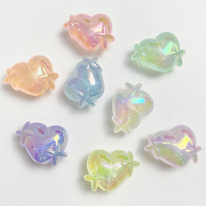 50pcs 14x20mm UV Finish Light In The Dark Heart Star Acrylic Beads 14