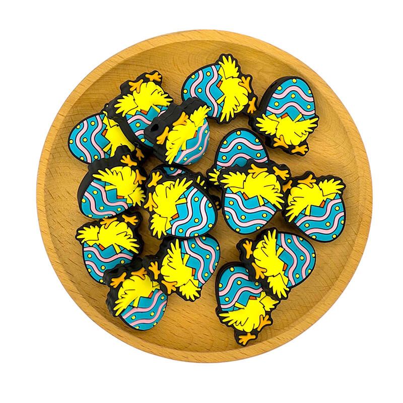 Silicone Focal Beads Easter Chick Covered By Eggshell 2