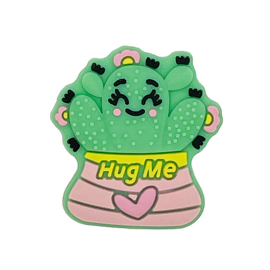 20pcs Silicone Focal Beads Cactus Hug Me Printed Text