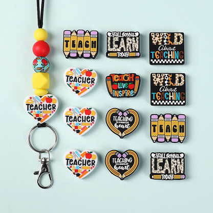 Silicone Focal Beads Teacher Heart Teaching Motivation Learn Designs 9