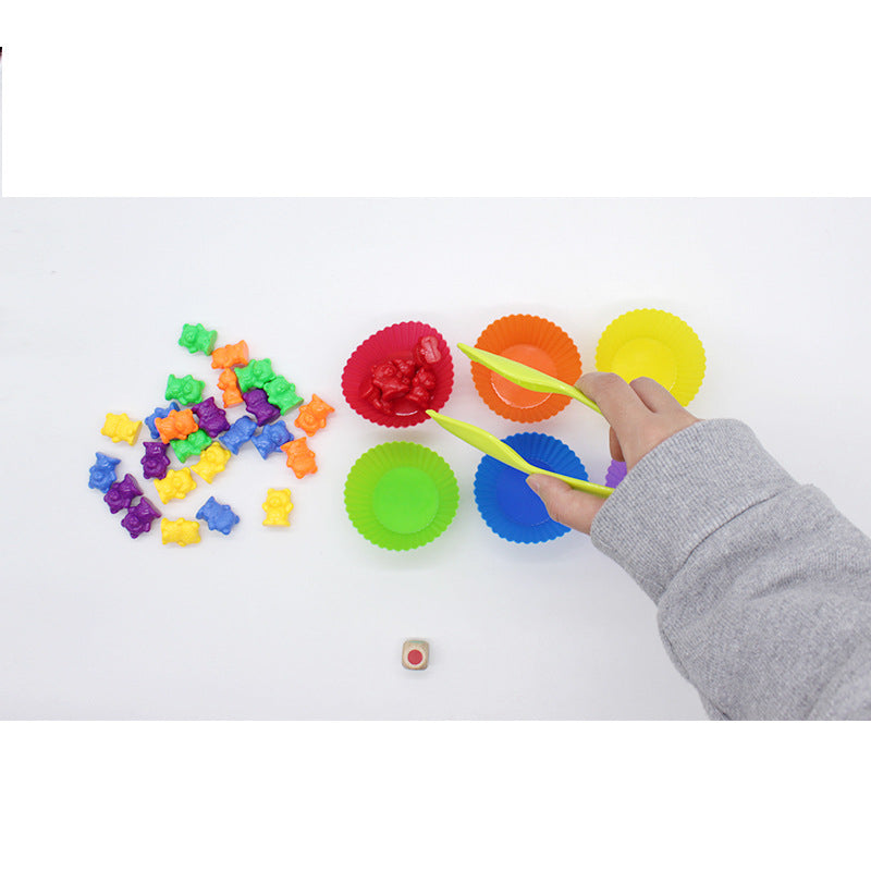 Color Sorting Montessori Toys Wooden Bear Counters for Toddlers 4