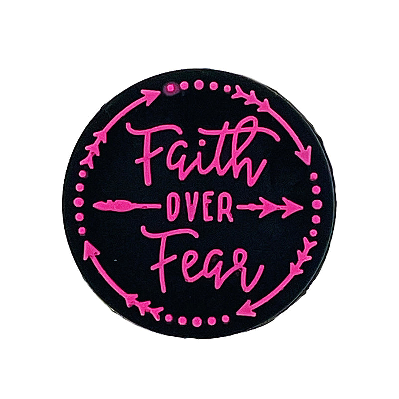 20pcs Silicone Focal Beads Faith Over Fear Printed Text Design 2