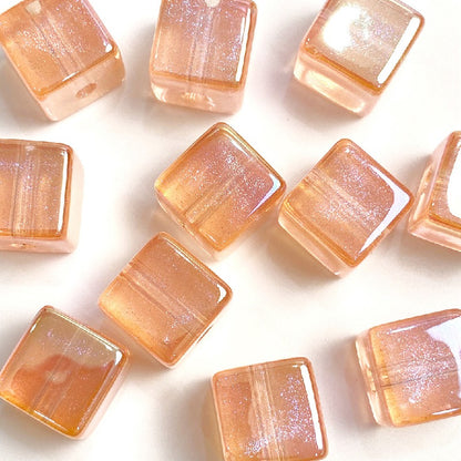 50pcs 14mm Colorful UV Finish Cube Acrylic Beads Jewelry Making 12