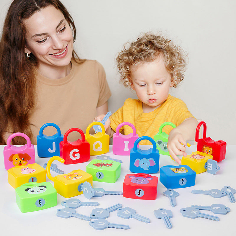 Wooden Montessori Toys Letter and Number Unlocking Toy for Kids 3