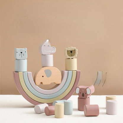 Wooden Elephant Balance Blocks Building Blocks Educational Toy 2