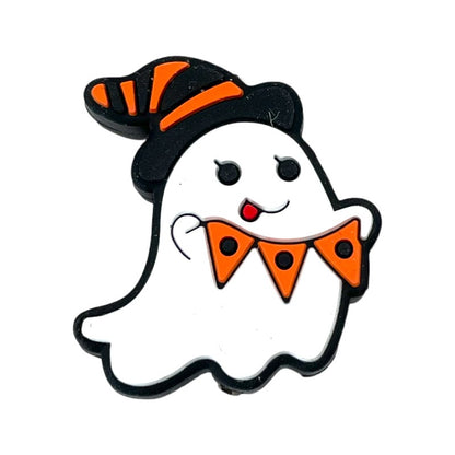 20pcs Silicone Focal Beads Halloween Ghost Wearing Witch Hat