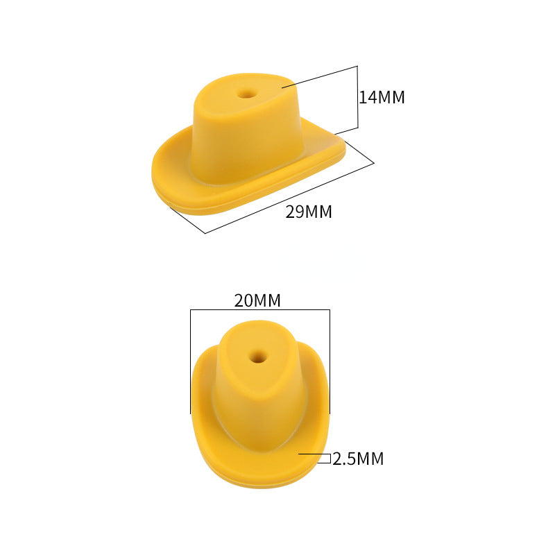 20pcs Silicone Focal Beads Cowboy Hat Shape Flat Design 2