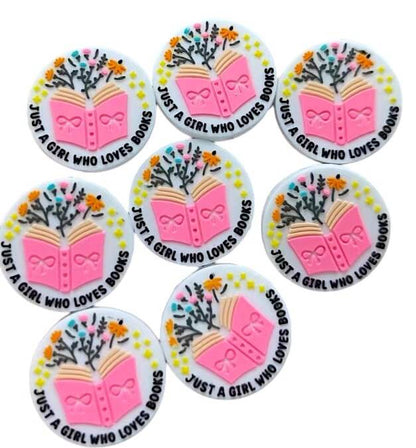20pcs Silicone Focal Beads Book Reading Open Book with Flowers 2