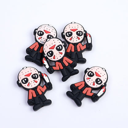 20pcs Silicone Focal Beads Halloween Horror Movie Mask Holding Knife 3