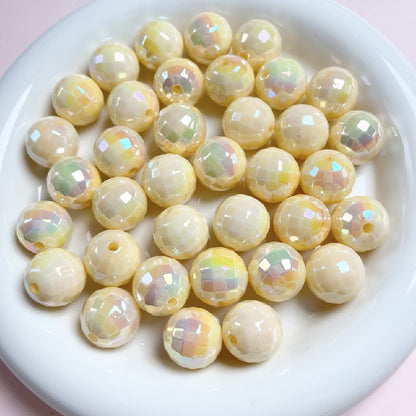 10pcs 16mm UV Finish Acrylic Plaid Round Beads DIY Bracelet Making 9