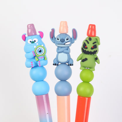 20Pcs Silicone 3D Focal Beads Blue Alien Character Large Ears Various Poses 14