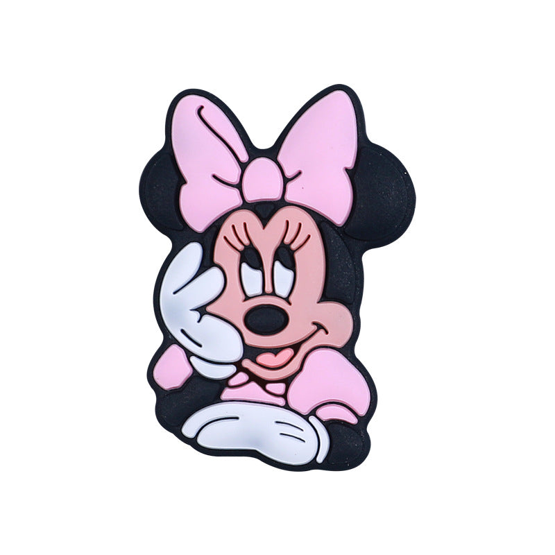 20pcs Silicone Focal Beads Round Ear Mouse Character with Bow Bow Detail
