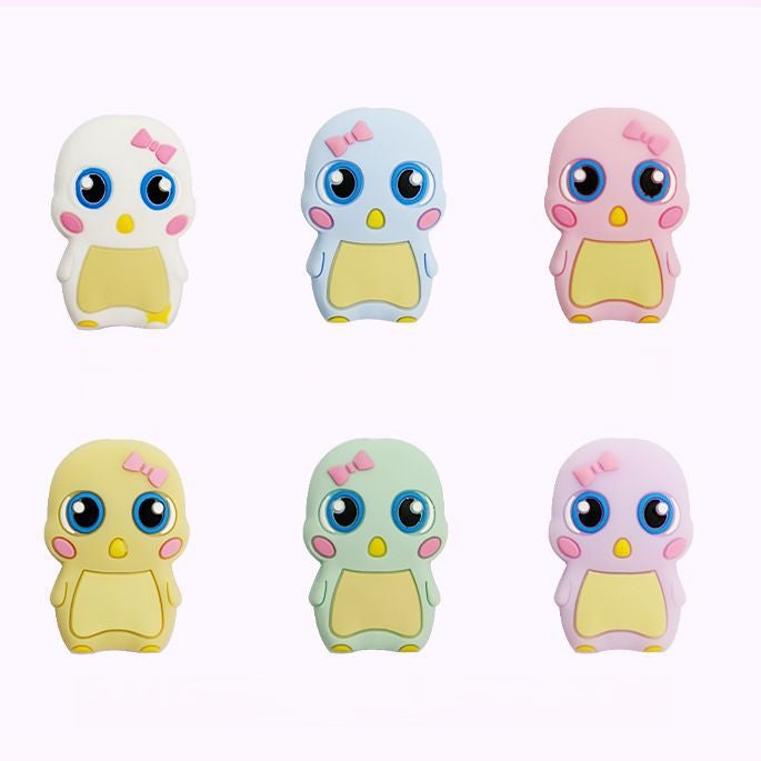 Silicone Focal Beads Cute Bowknot Little Duck Front Facing