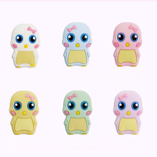 Silicone Focal Beads Cute Bowknot Little Duck Front Facing