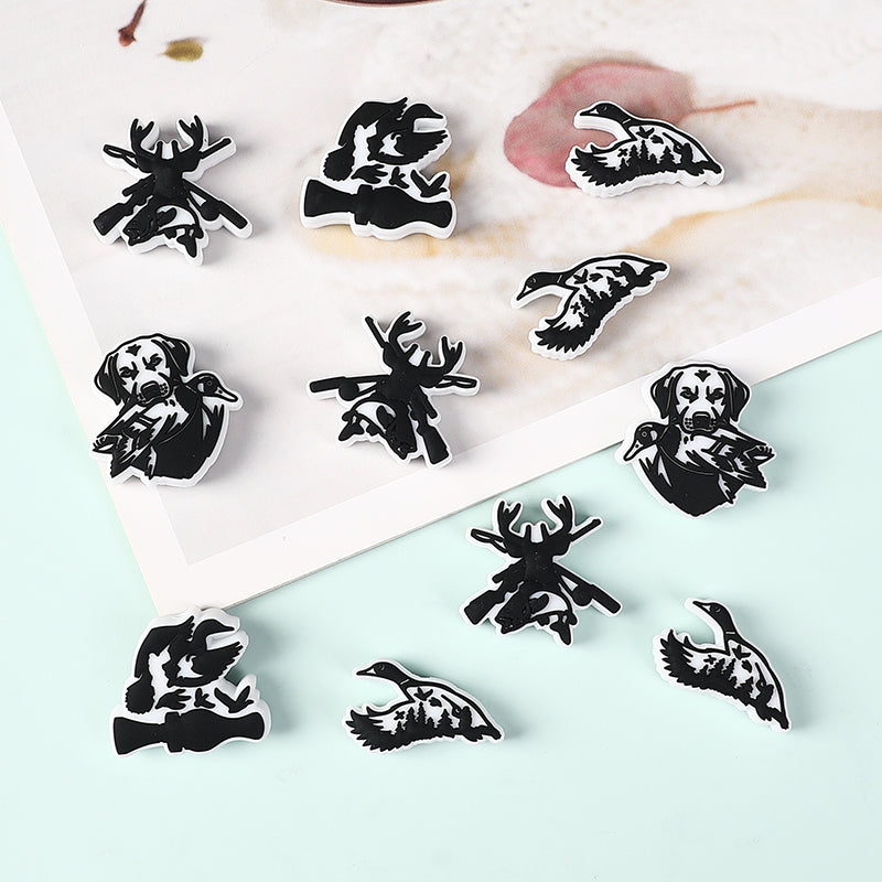 20Pcs Silicone Focal Beads Hunting Season Deer Antlers Crossed Rifles 5