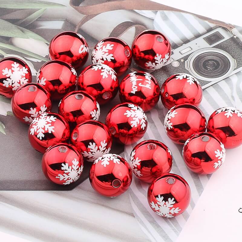 16mm Christmas Printed Acrylic Round Pumpkin Beads Holiday Craft