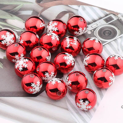 16mm Christmas Printed Acrylic Round Pumpkin Beads Holiday Craft