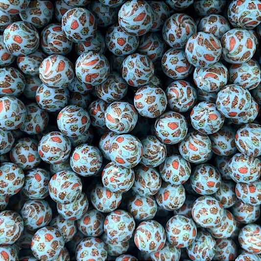 50pcs 15mm Diverse Dessert Silicone Beads Printed Design