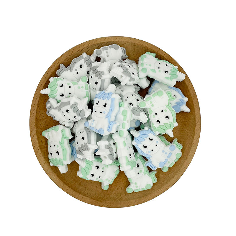 20pcs Silicone Focal Beads Cartoon Unicorn Sitting Pose 2