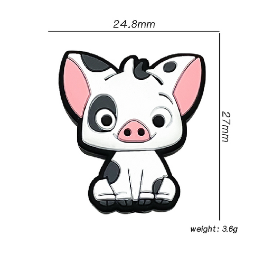 20Pcs Silicone Focal Beads Small Cow Front Facing