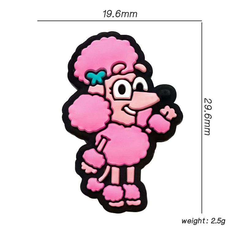 20Pcs Silicone Focal Beads Pink Curly Dog Side Profile