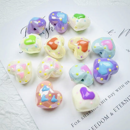 2pcs Light In The Dark Heart Acrylic Beads DIY Bracelet Making