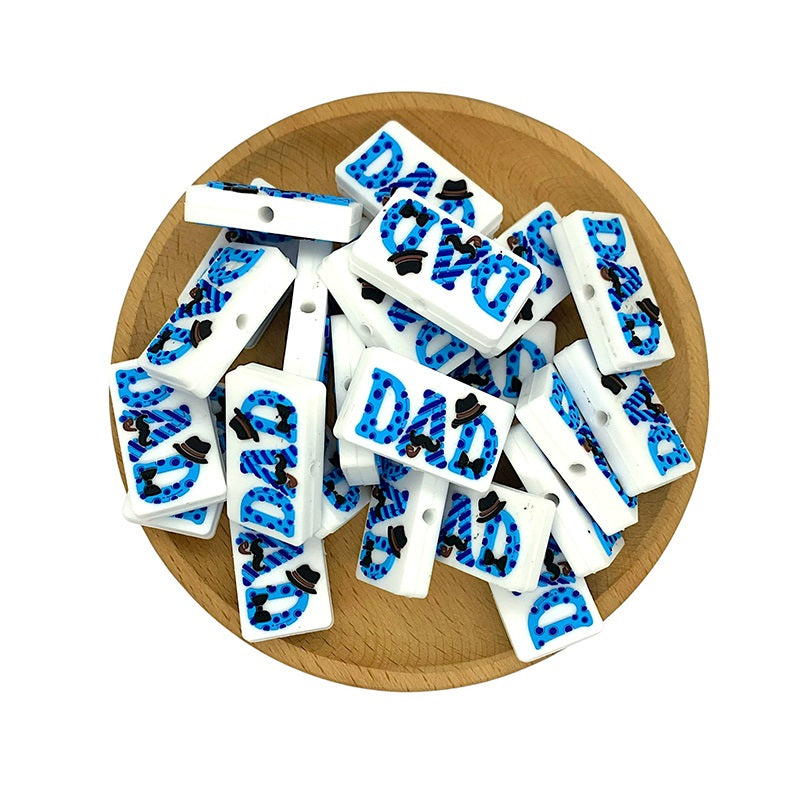 20pcs Silicone Focal Beads Dad Hat Mustache Bow Tie Design 2