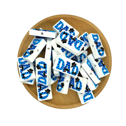 20pcs Silicone Focal Beads Dad Hat Mustache Bow Tie Design 2