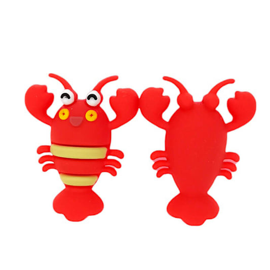 Silicone 3D Focal Beads Cute Smile Crayfish Front Facing