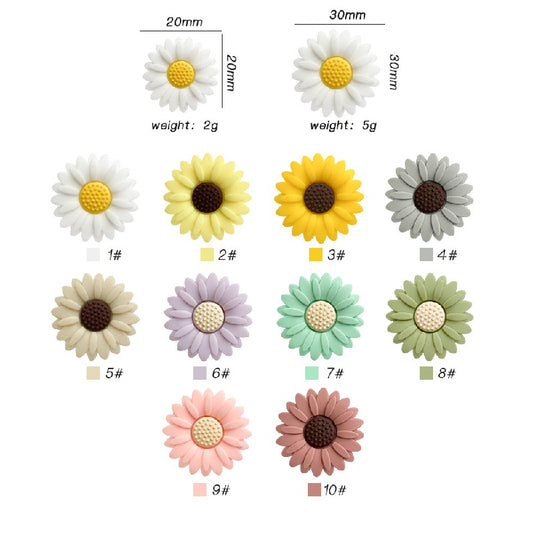 20pcs Silicone Focal Beads Daisy Flower Center Raised Detail