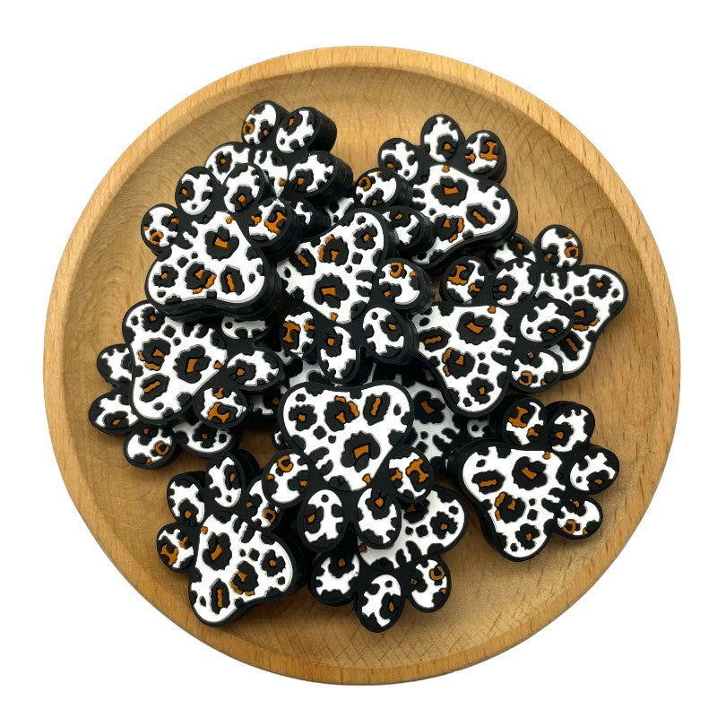 20pcs Silicone Focal Beads Dog Paw Spot Pattern 2