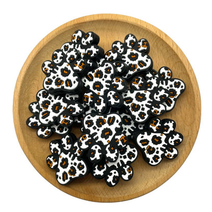 20pcs Silicone Focal Beads Dog Paw Spot Pattern 2