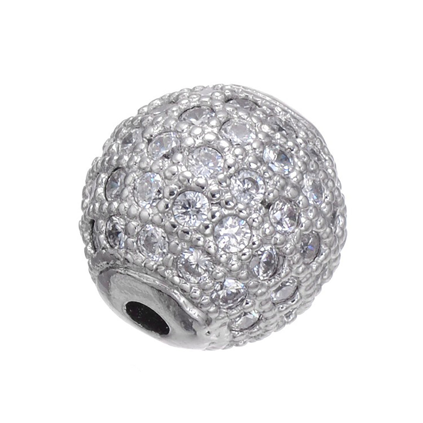 Brass Round Beads with Fancy Zirconia Pave 14mm 5pcs 6